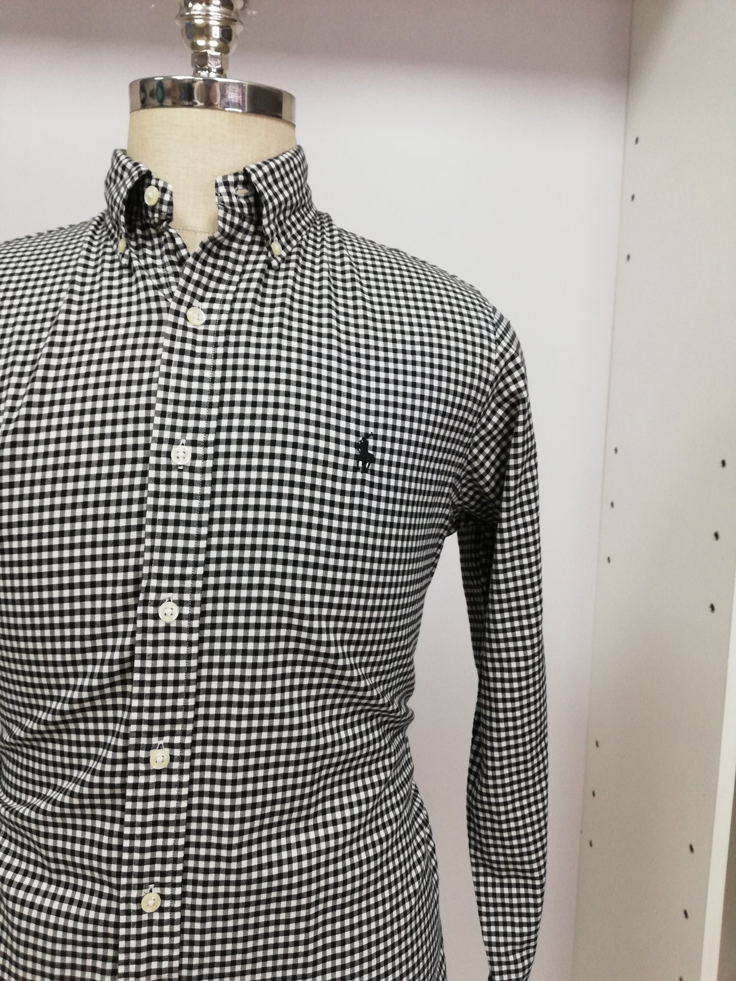 Camisa Polo Ralph Lauren 🏇🏼 con patron de cuadros gingham en negro y blanco Talla M Entalle Regular (ver descripción)
