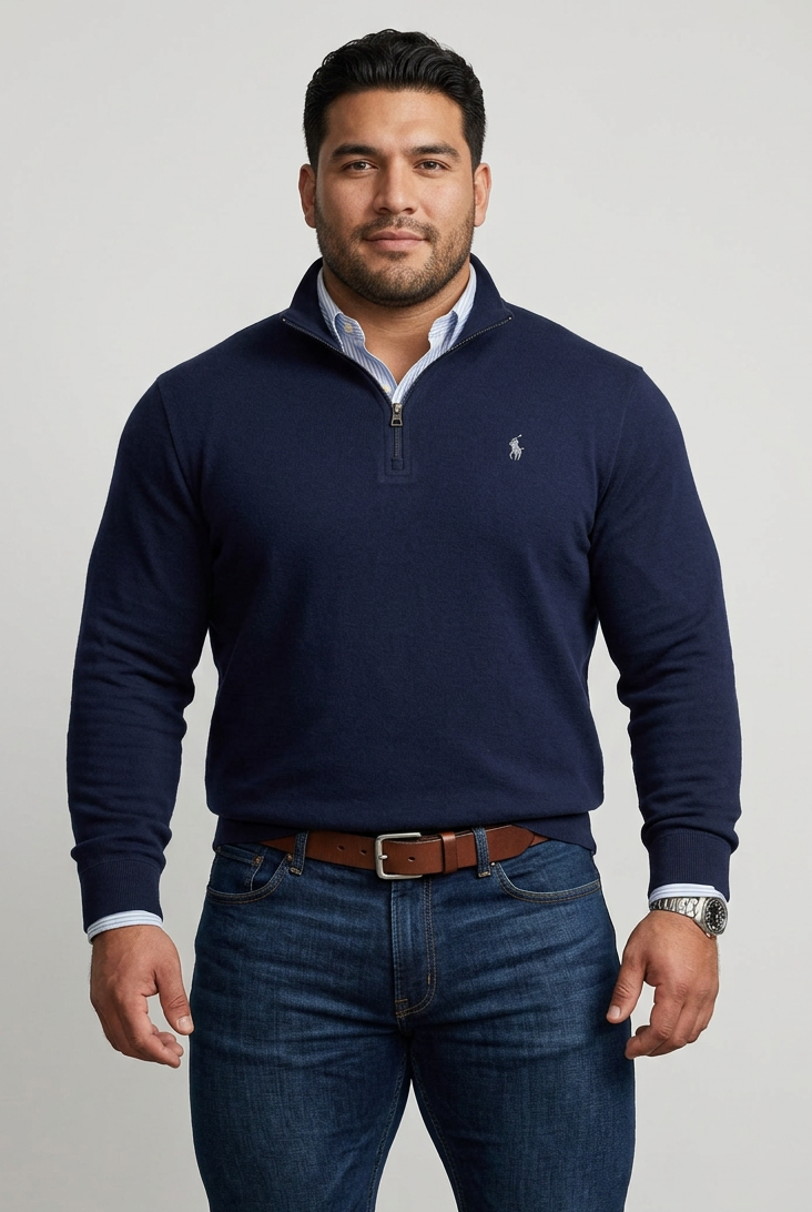Sueter Jersey de botones Polo Ralph Lauren 🏇🏼 color azul navy con logo gris Talla XL