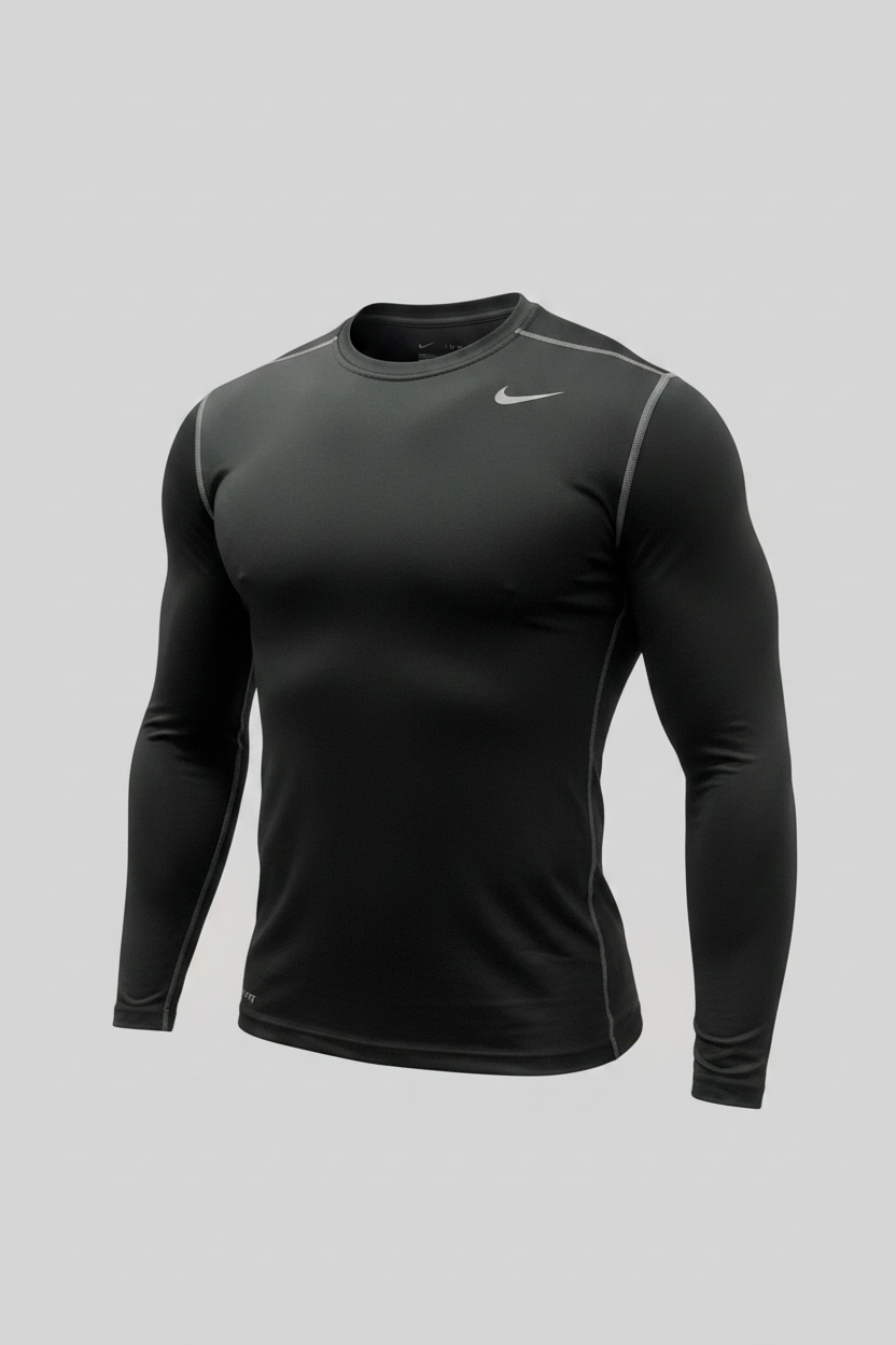 Camiseta de compresión Nike ✔️ color negro y logo en gris Talla L