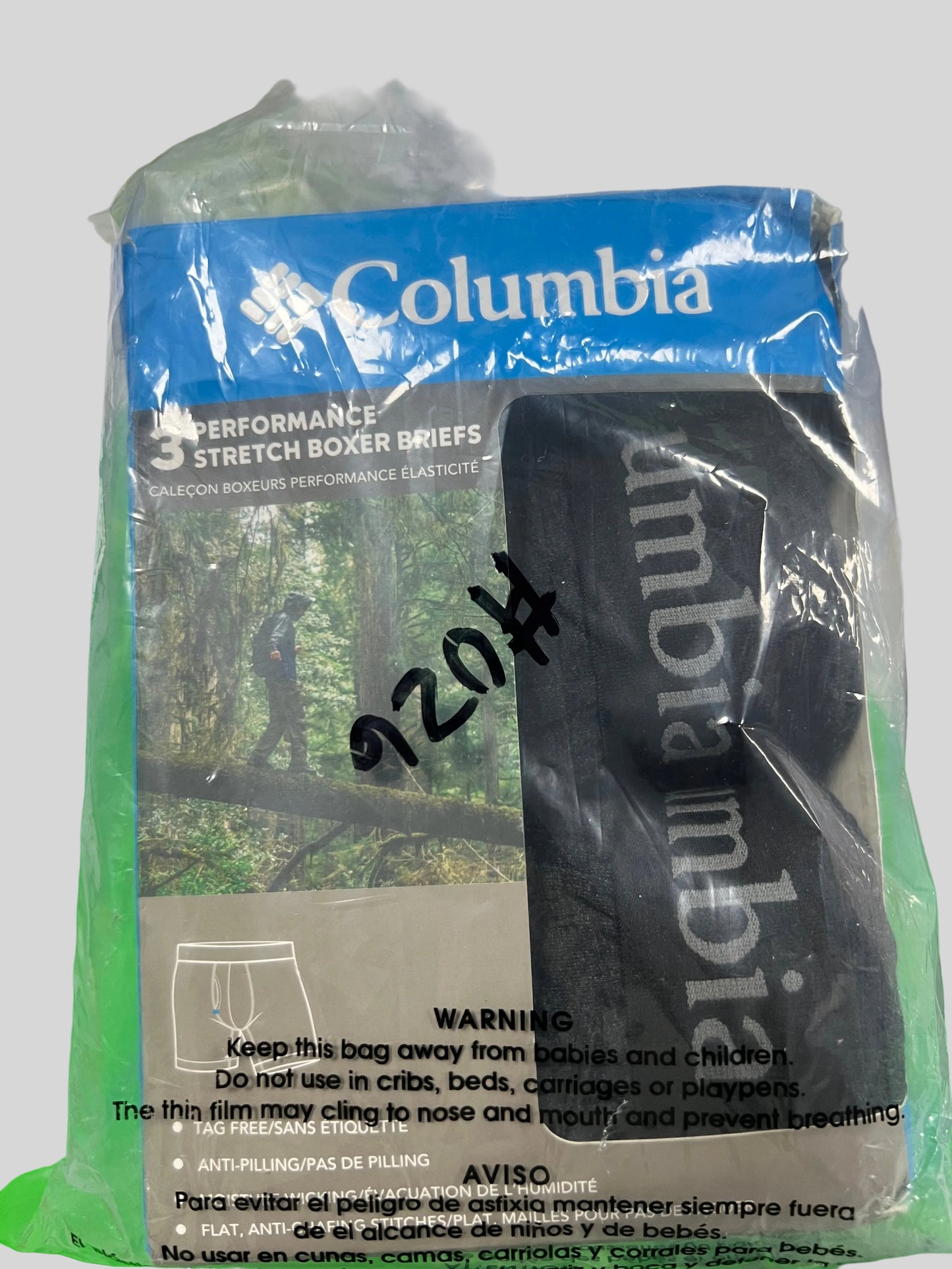 Paquete de 2 Boxers Briefs Columbia 🔷 Tela de algodón stretch color gris oscuro Talla XL