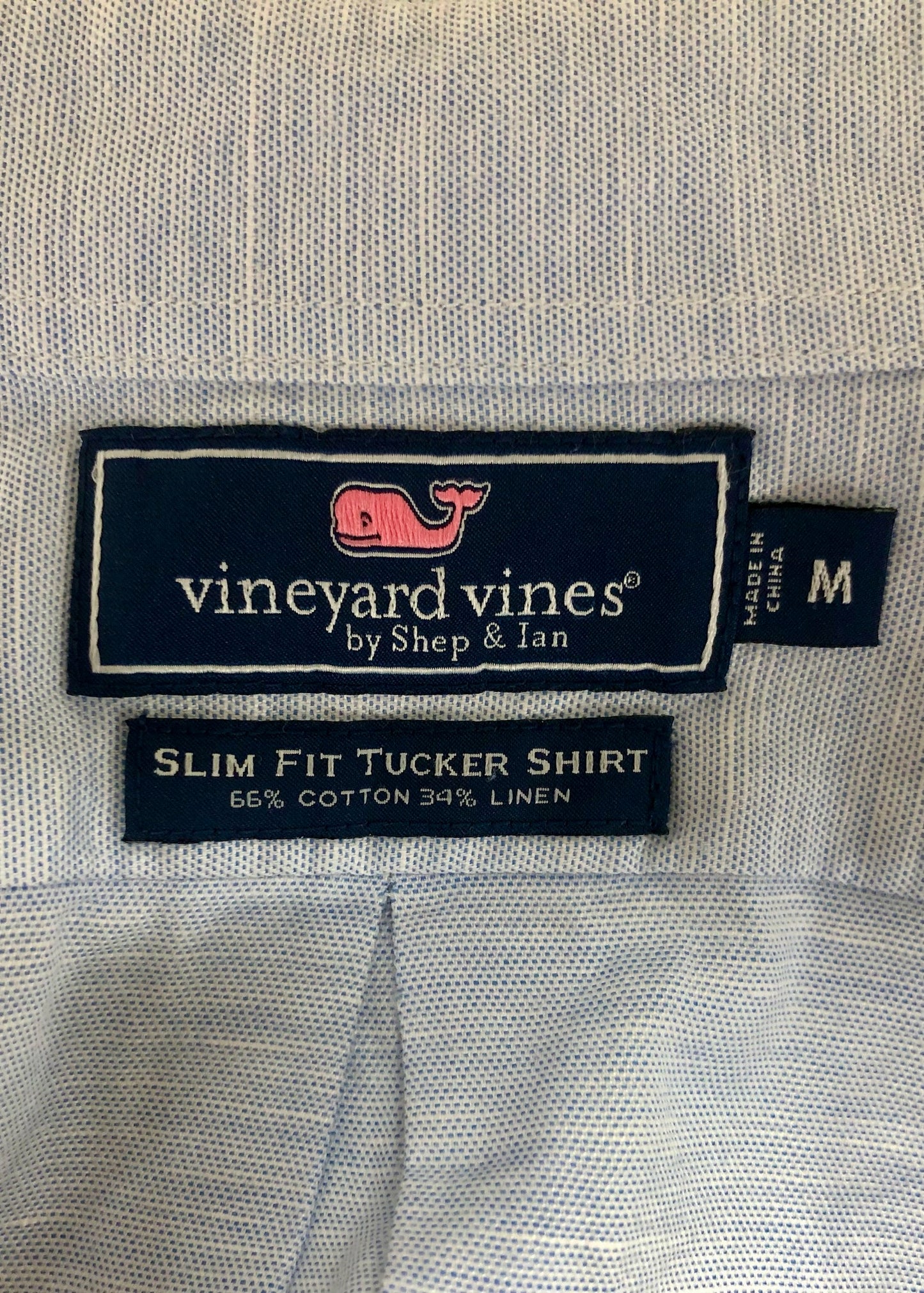 Camisa de botones Vineyard Vines 🐳 Lino en Color celeste claro Talla M Entalle Slim Fit