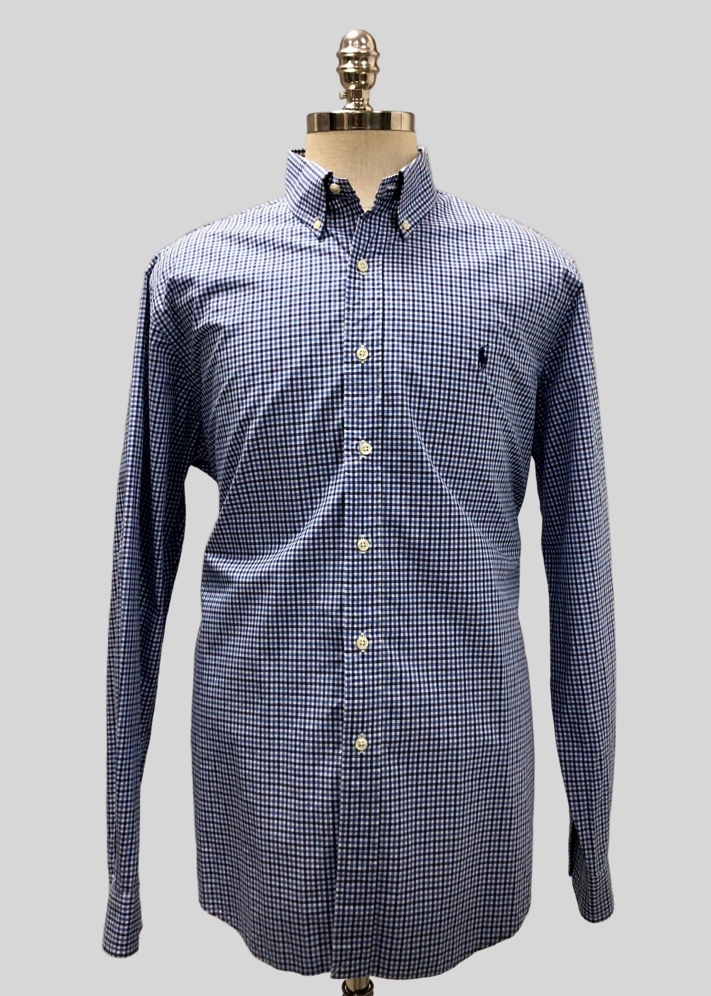 Camisa Polo Ralph Lauren 🏇🏼 de cuadros en color azul, negro y blanco Talla XL Entalle Regular