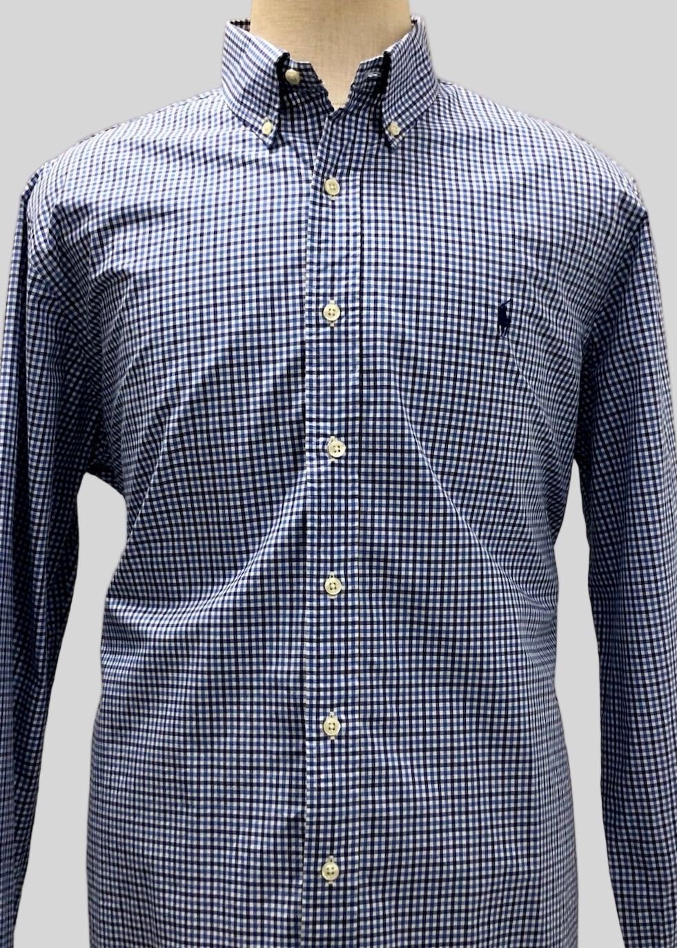 Camisa Polo Ralph Lauren 🏇🏼 de cuadros en color azul, negro y blanco Talla XL Entalle Regular