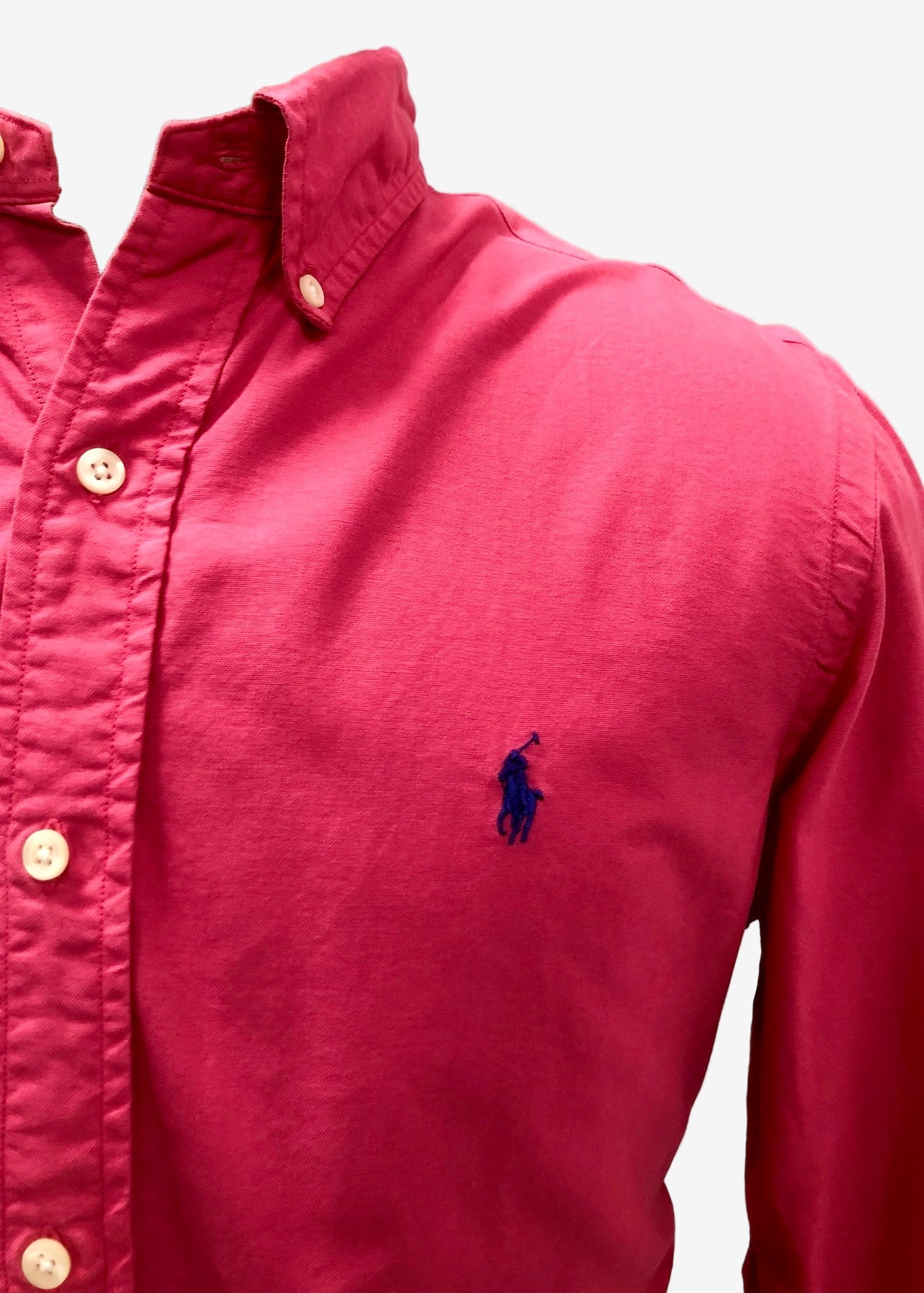 Camisa de botones Polo Ralph Lauren 🏇🏼 Oxford en color rosado intenso Talla M Entalle Regular