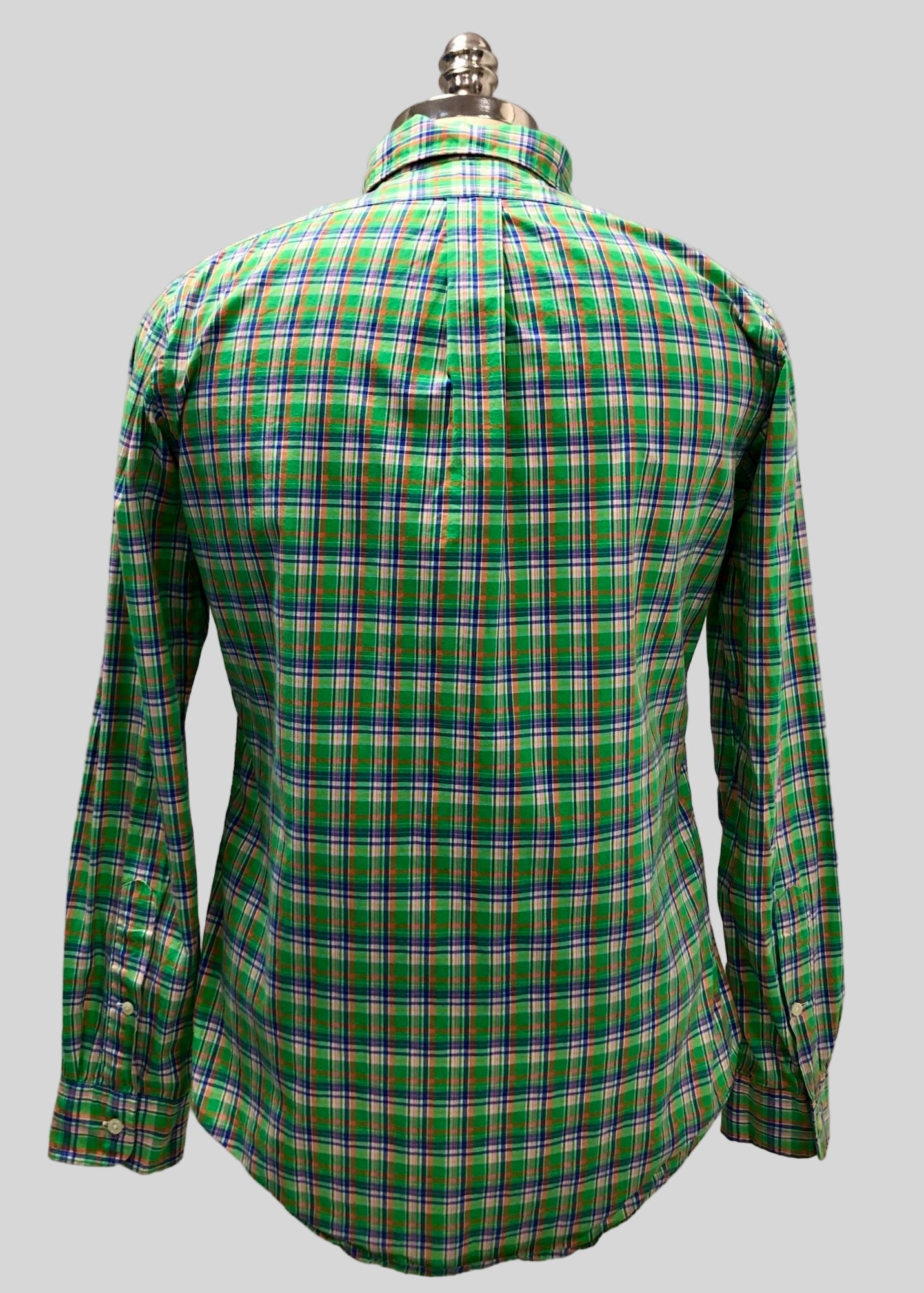 Camisa Polo Ralph Lauren 🏇🏼 con patron de cuadro verde, azul y blanco Talla S Entalle Custom Fit