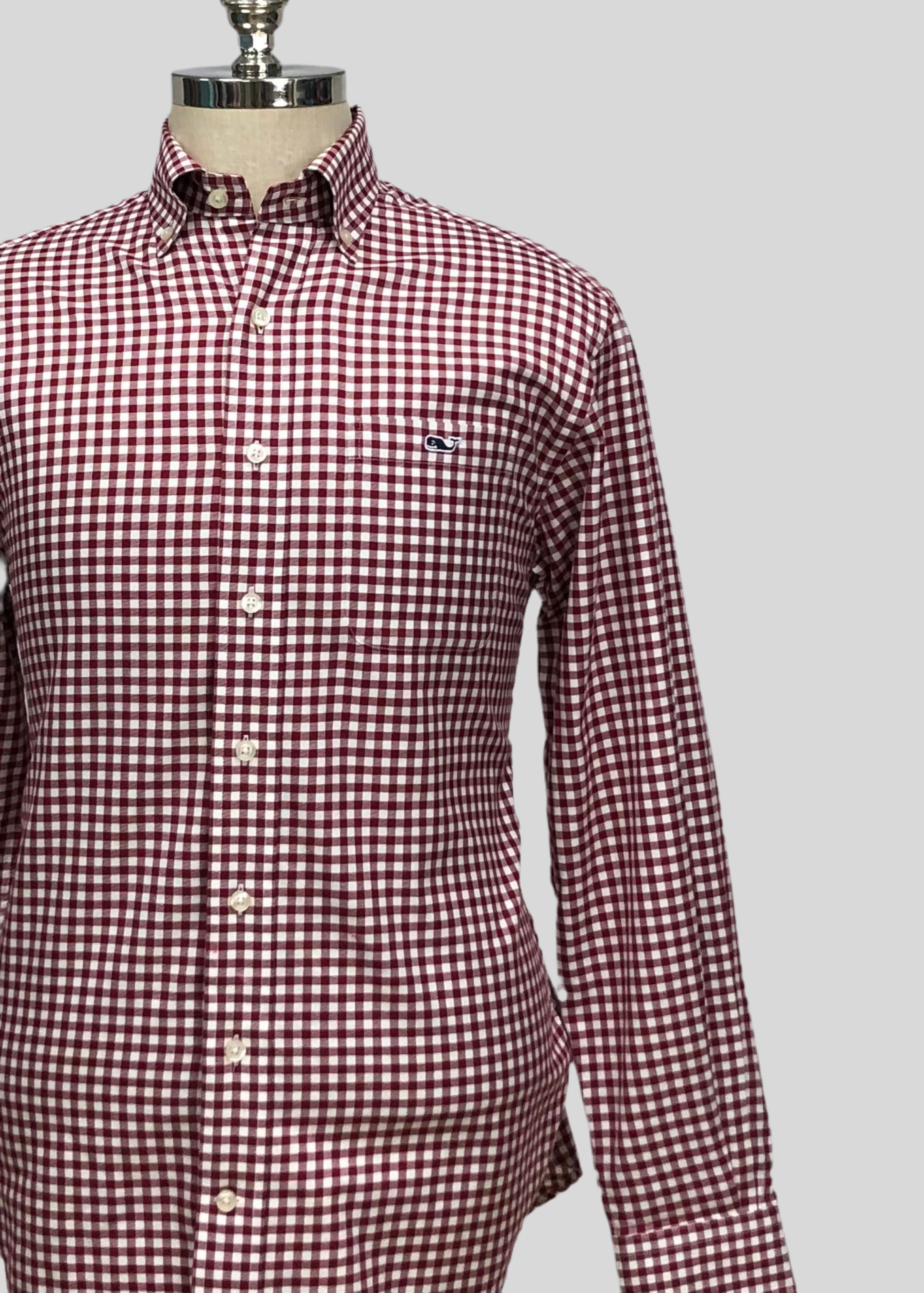 Camisa Vineyard Vines 🐳 con patron de cuadros gingham en color rojo oscuro y blanco Talla L Entalle Regular