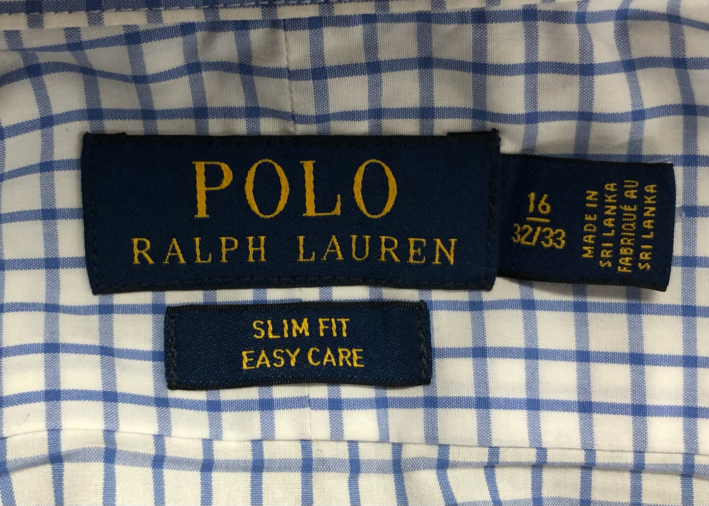 Camisa de botones Polo Ralph Lauren 🏇🏼 Color blanco de cuadros en azul Talla L Entalle Slim Fit