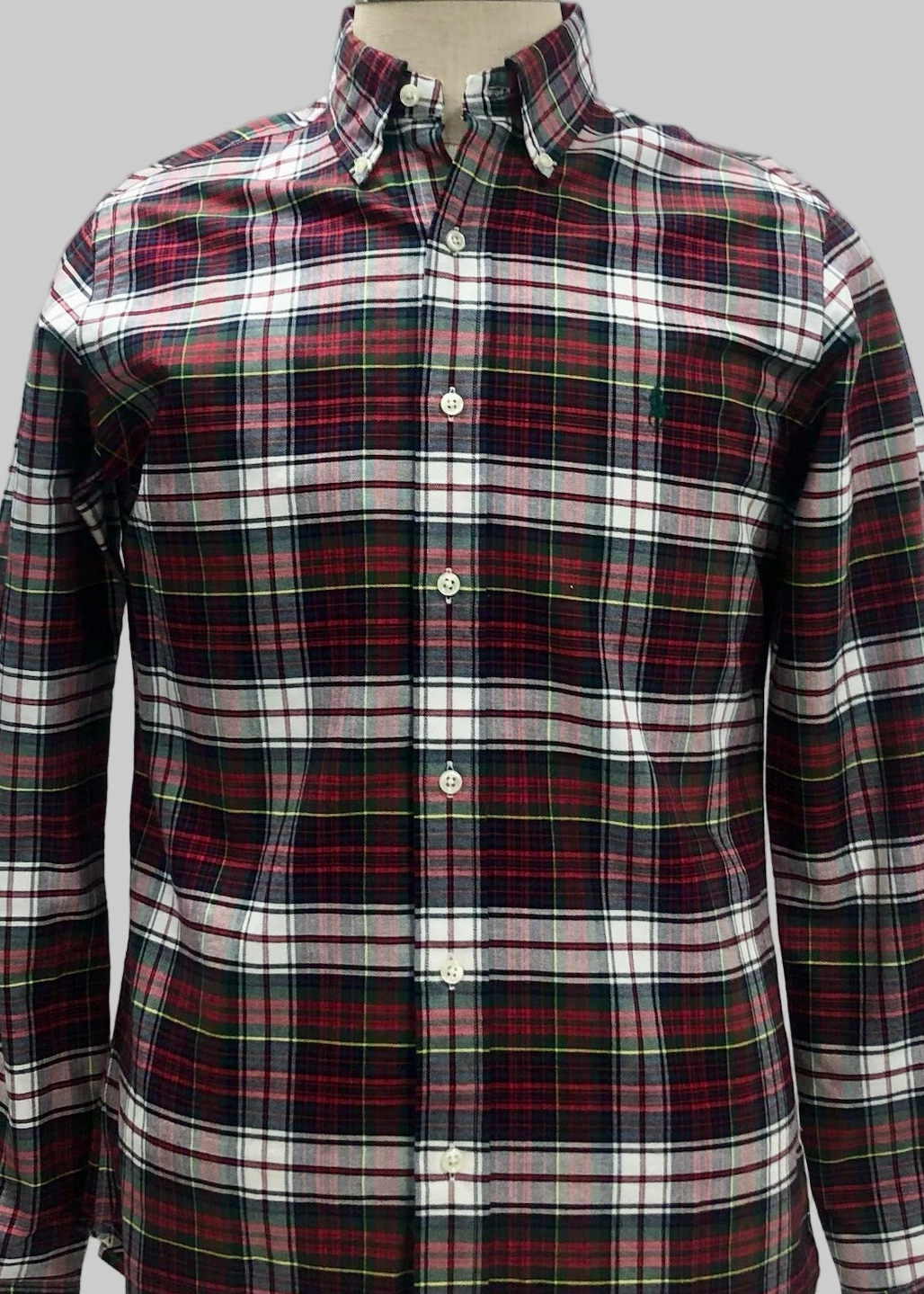 Camisa  Polo Ralph Lauren 🏇🏼 de cuadros tartán en color rojo, verde oscuro y blanco Talla S Entalle Regular