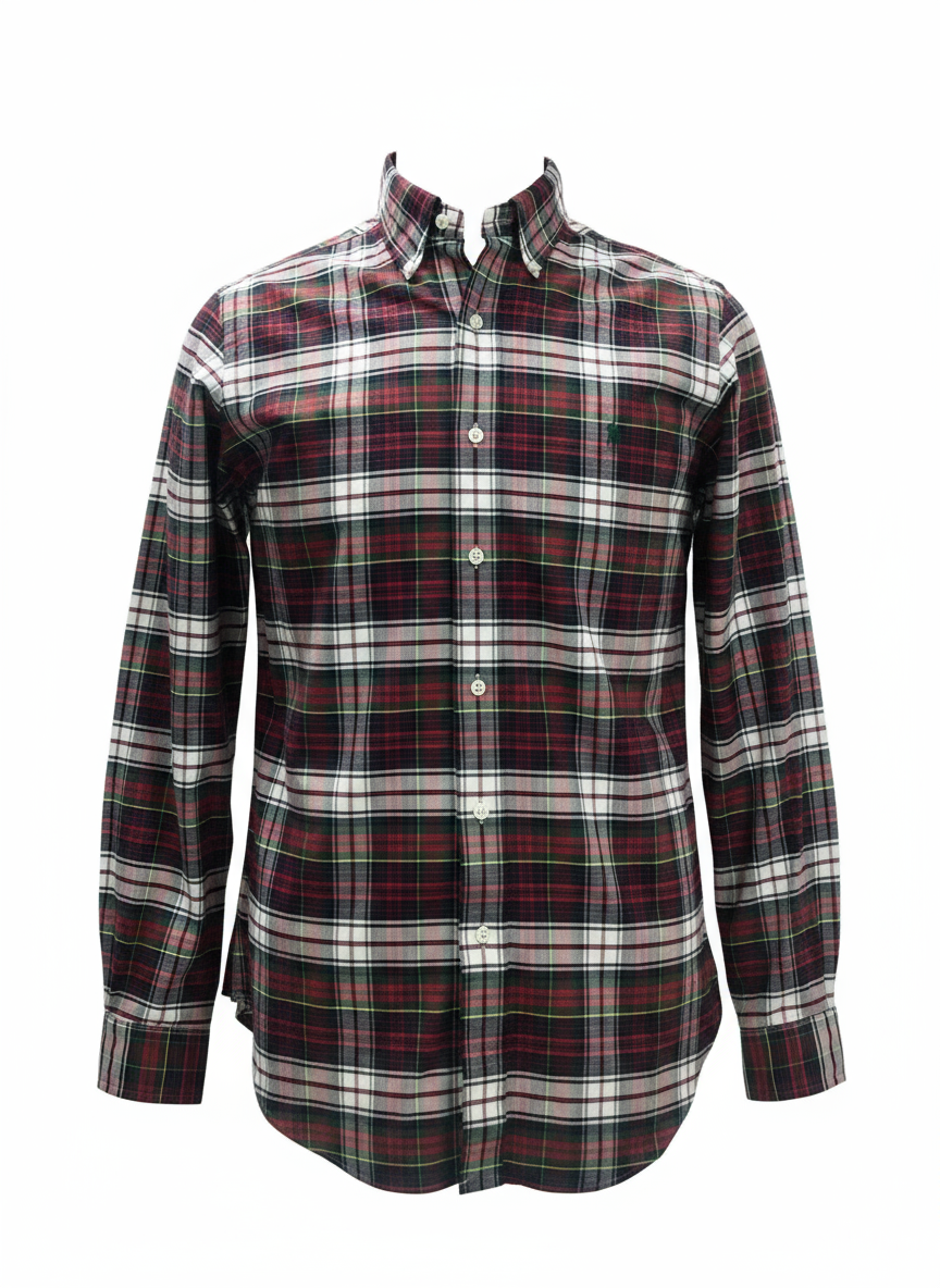 Camisa  Polo Ralph Lauren 🏇🏼 de cuadros tartán en color rojo, verde oscuro y blanco Talla S Entalle Regular