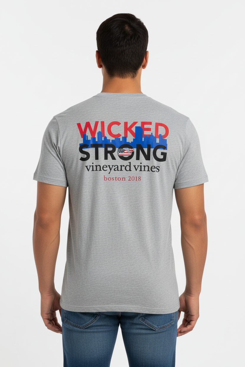 Camiseta cuello redondo Vineyard Vines 🐳 color gris claro con Diseño de Boston Talla S