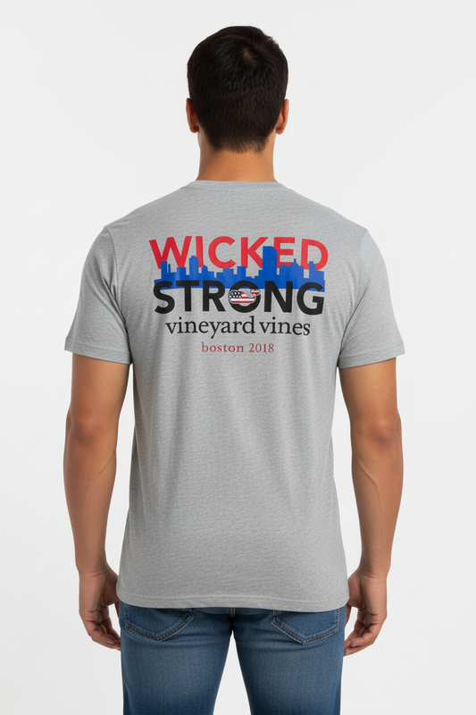 Camiseta cuello redondo Vineyard Vines 🐳 color gris claro con Diseño de Boston Talla S