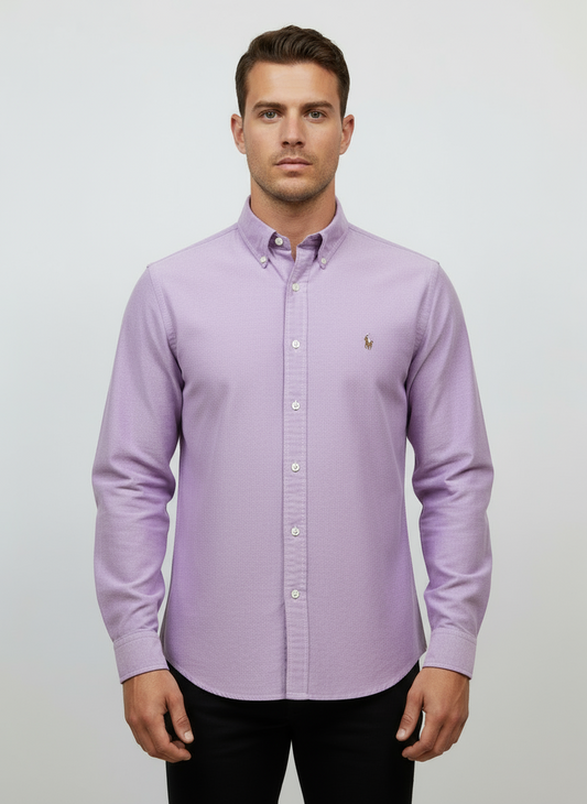 Camisa de botones Polo Ralph Lauren 🏇🏼 Oxford en color Lila Talla L Entalle Regular