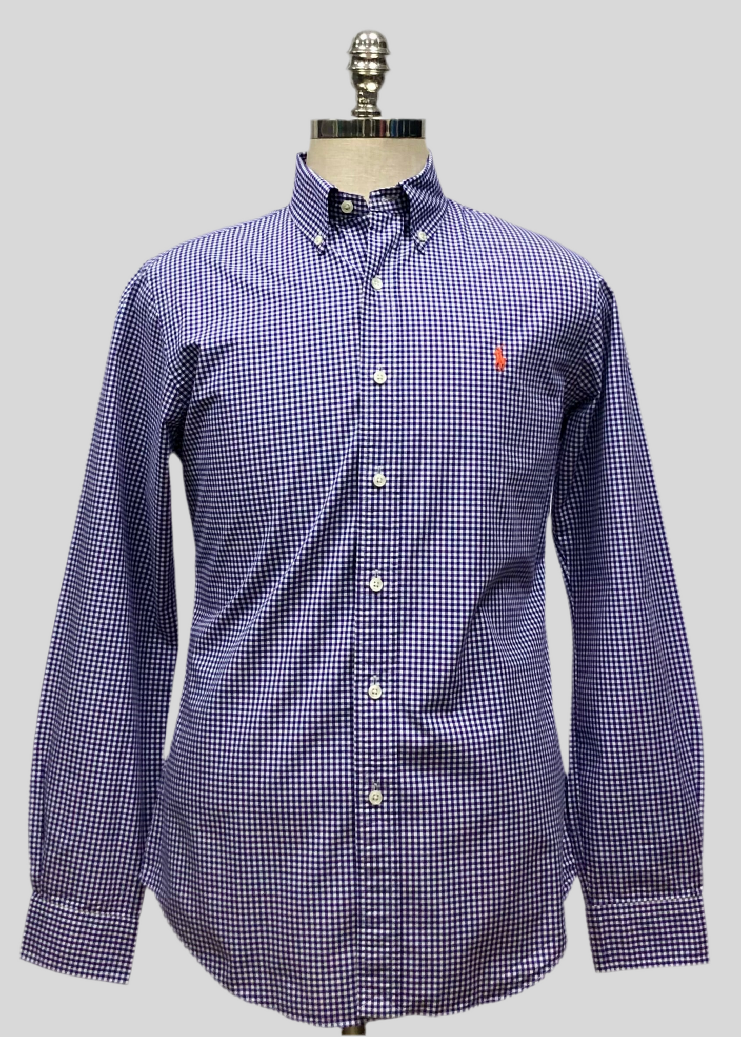 Camisa Polo Ralph Lauren 🏇🏼 de cuadros gingham morado y blanco Talla M Entalle Slim Fit
