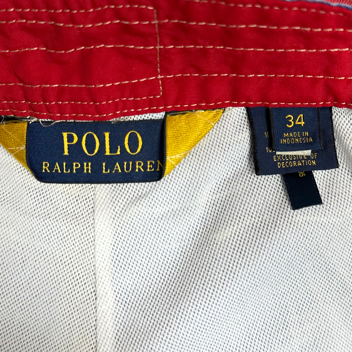 Short de baño Polo Ralph Lauren 🏇🏼color azul con diseño de veleros en blanco talla L (ver descripción)