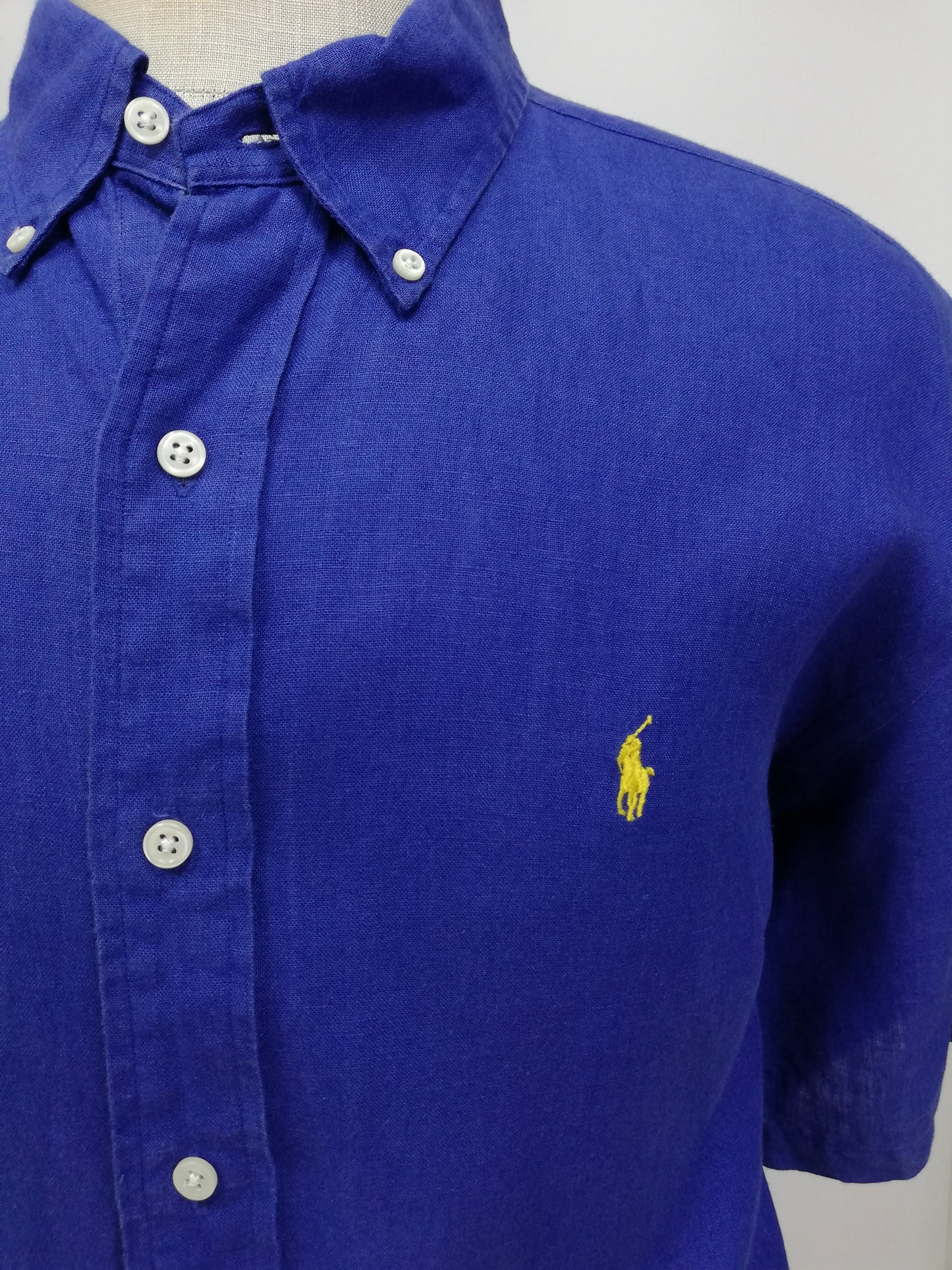 Camisa Polo Ralph Lauren 🏇🏼 de Lino en color azul intenso Talla XXL Entalle Clásico