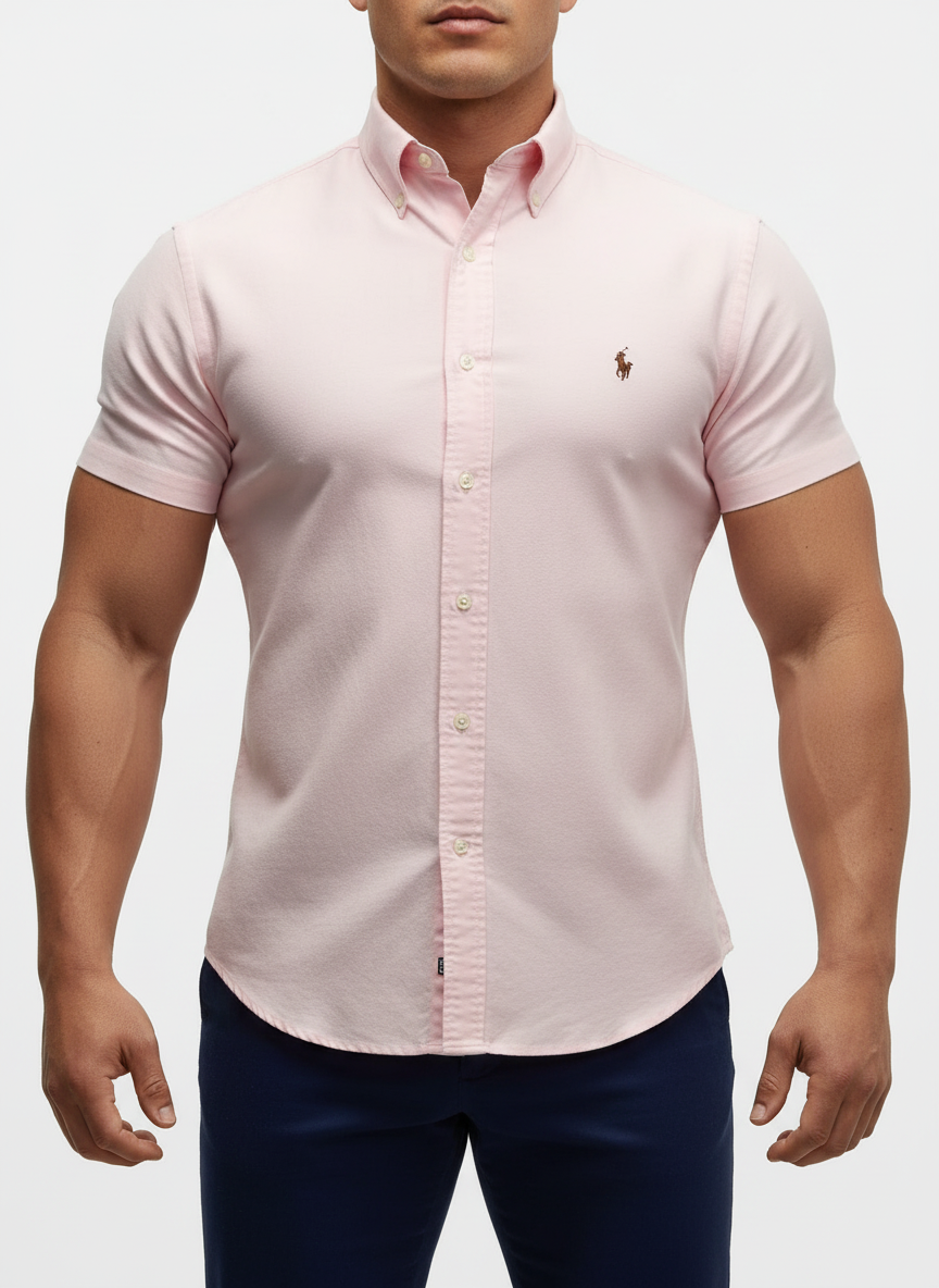 Camisa de botones Polo Ralph Lauren 🏇🏼 Oxford en color rosado claro Talla L Entalle Clásico