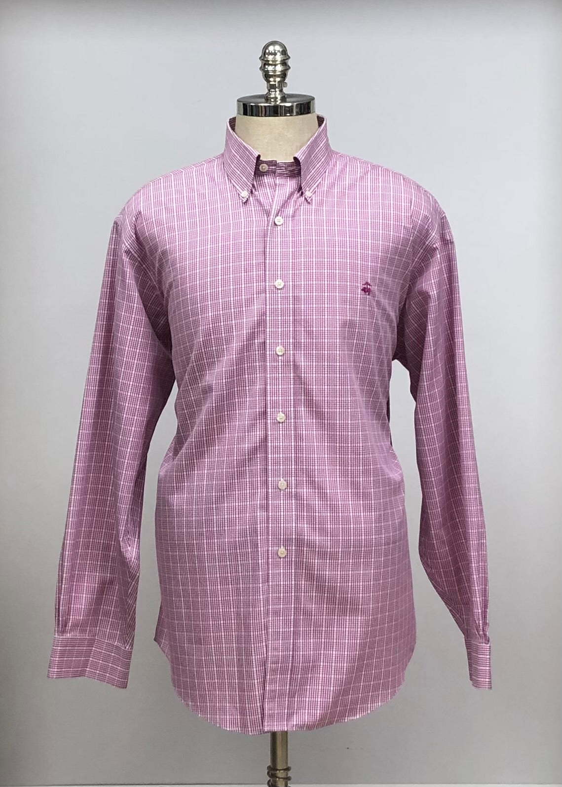 Camisa Brooks Brothers 🐑 con patrón  de cuadros rosado oscuro y blanco Talla XL Entalle Regular