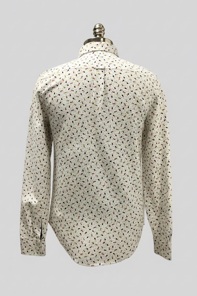 Camisa Original Penguin 🐧 color blanco con diseño de piñas en amarillo y naranja Talla S Entalle Slim Fit