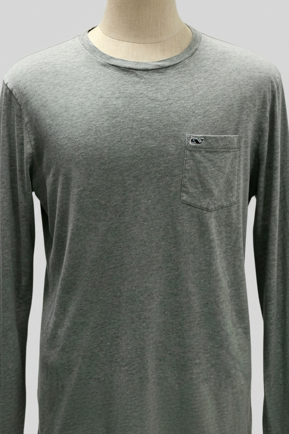 Camiseta cuello redondo Vineyard Vines 🐳 color gris manga larga Talla M