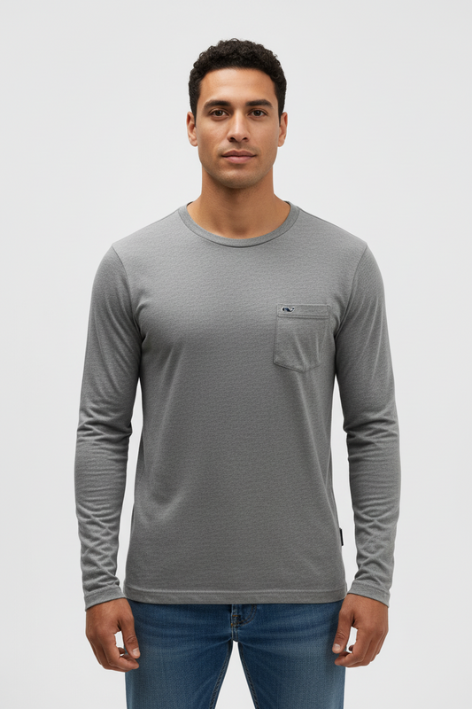 Camiseta cuello redondo Vineyard Vines 🐳 color gris manga larga Talla M