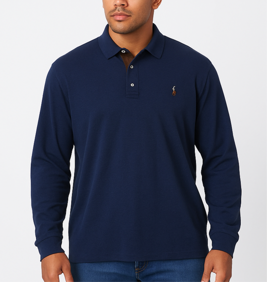 Camiseta Polo Ralph Lauren 🏇🏼color azul navy Manga larga Talla XL Entalle Clásico