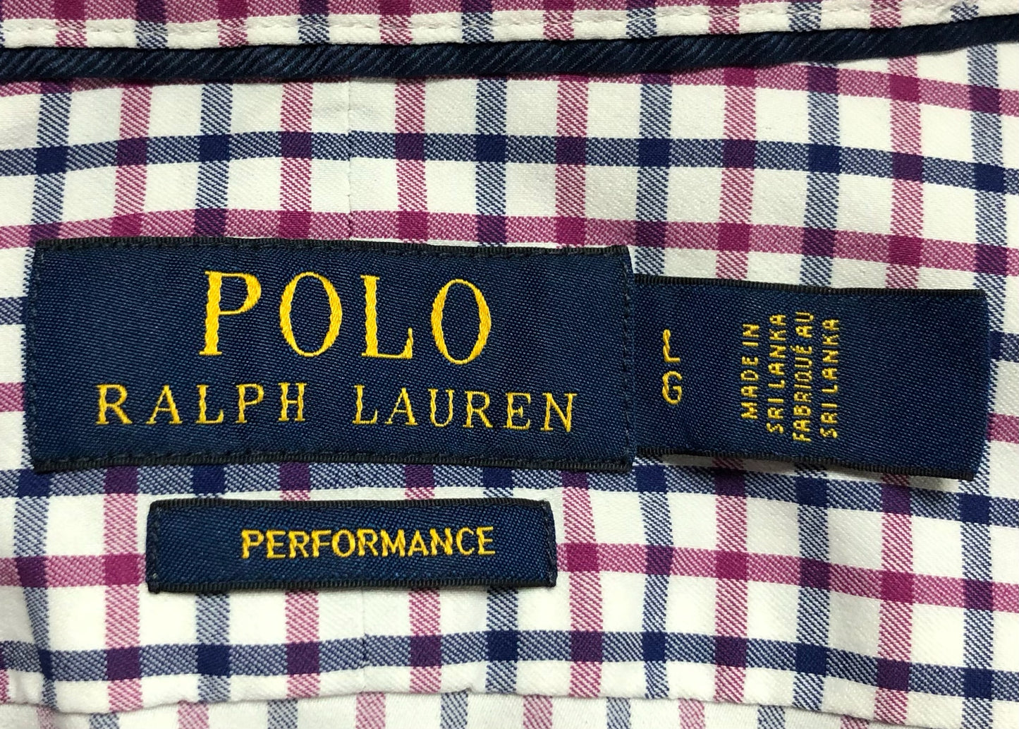 Camisa de botones Polo Ralph Lauren 🏇🏼 Performance de cuadros rojo oscuro y negro Talla L Entalle Regular