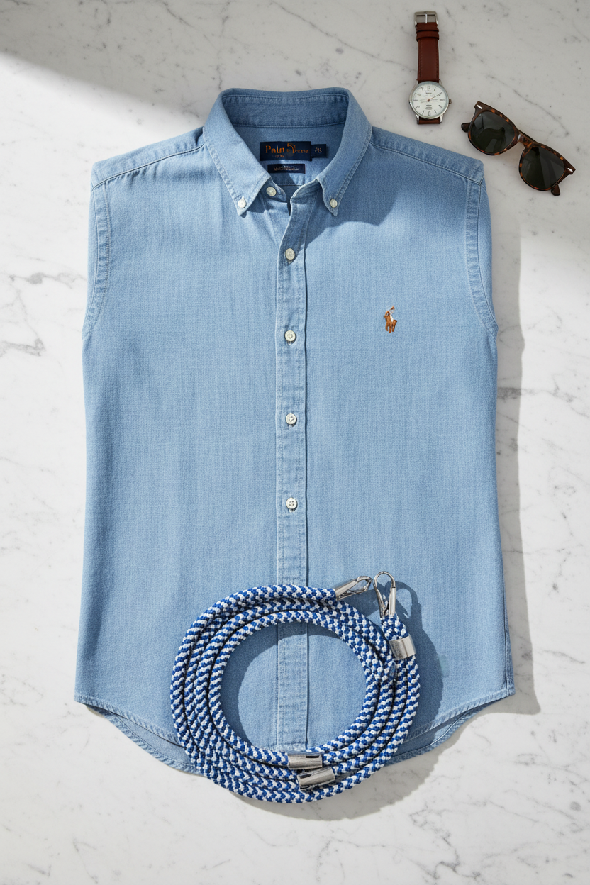 Camisa de jeans Polo Ralph Lauren 🏇🏼 en color celeste Talla L Entalle Regular