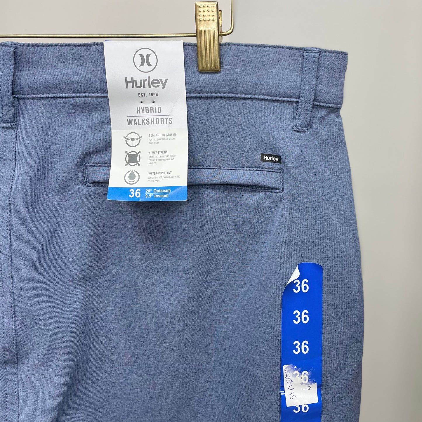 Short Híbrido Hurley 🏄🏽‍♂️ Tela performance color Azul grisáceo talla 36