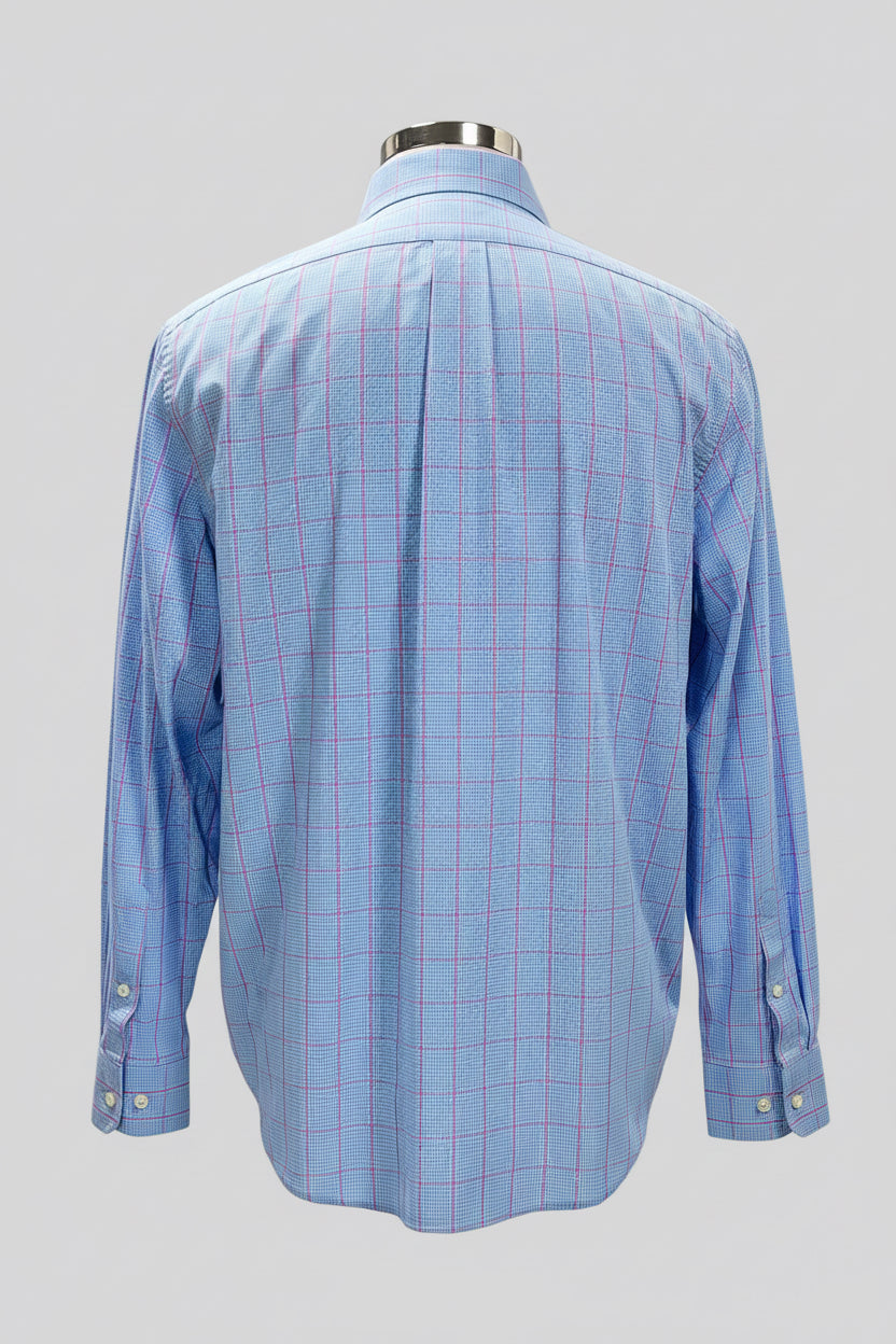Camisa de botones Vineyard Vines 🐳 de cuadros en celeste, rosado y blanco Talla L Entalle Slim Fit