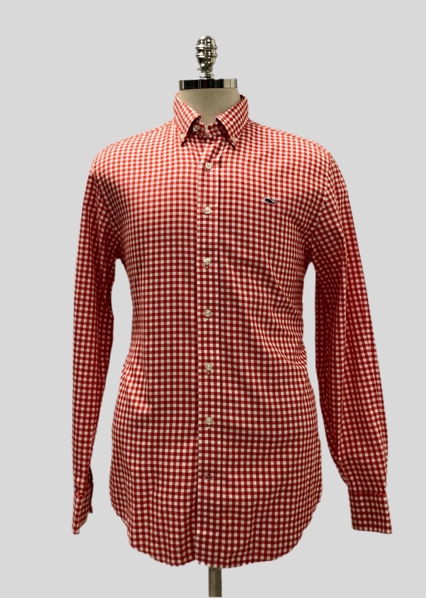 Camisa de botones Vineyard Vines 🐳 de cuadros gingham en color naranja y blanco Talla M Entalle Slim Fit