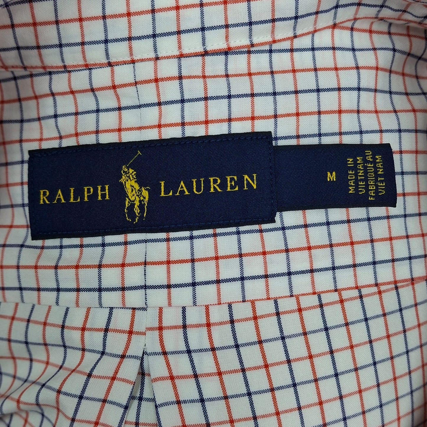 Camisa Polo Ralph Lauren 🏇🏼 Color blanco de cuadros en color azul y rojo Talla M Entalle Regular