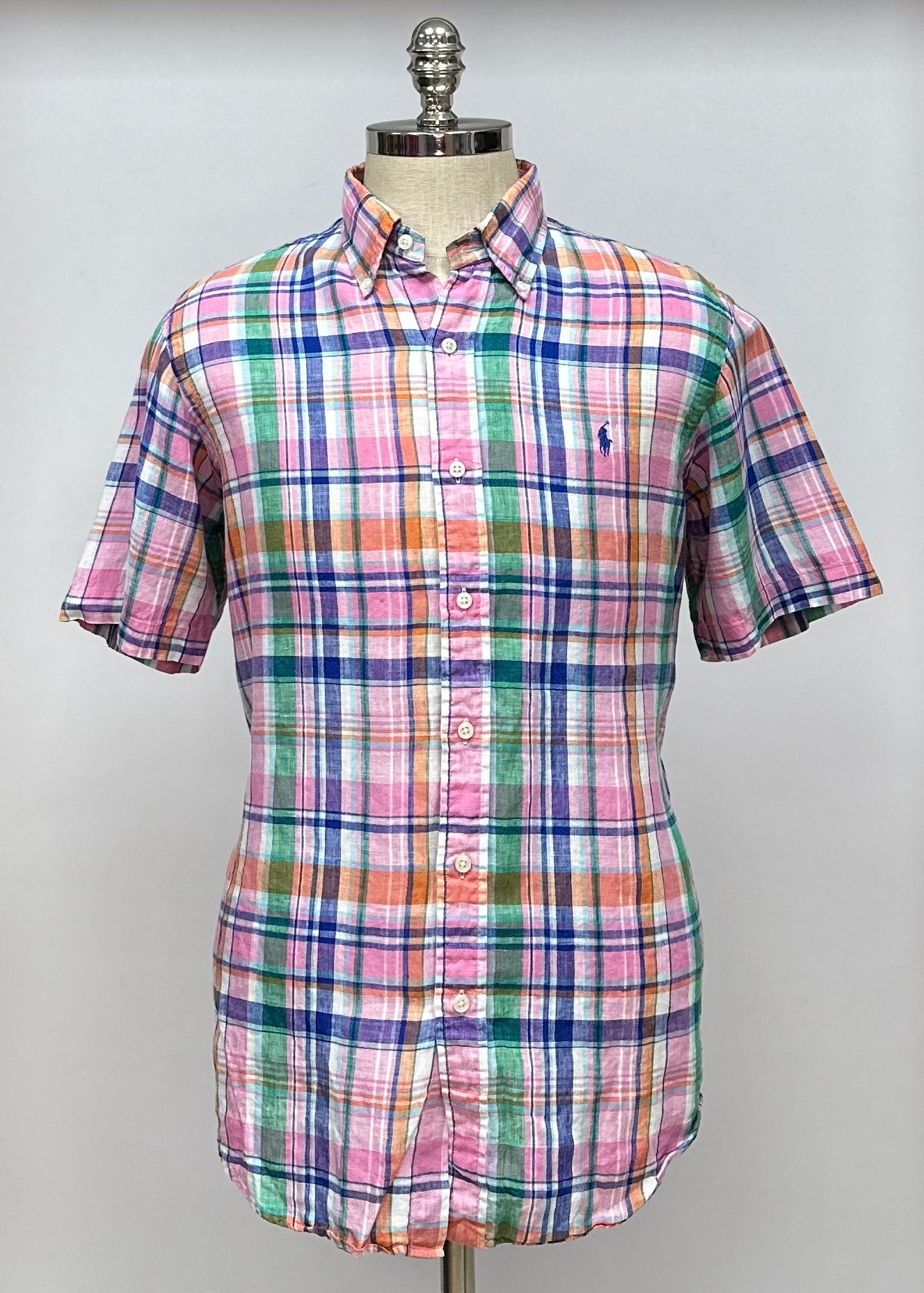 Camisa Polo Ralph Lauren 🏇🏼 de lino con cuadros multicolor Talla L Entalle Regular
