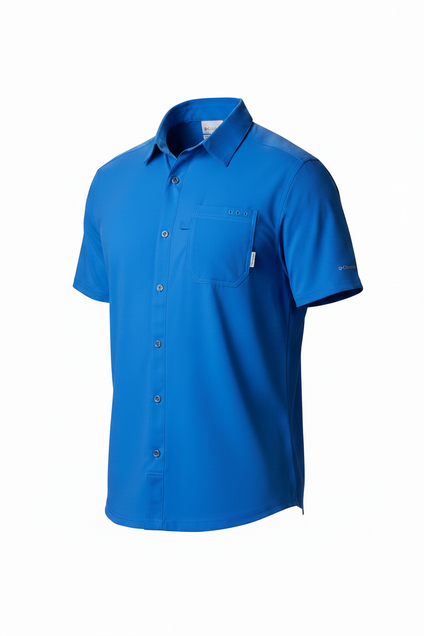 Camisa Columbia 🔹Modelo Slack Tide color azul royal con Omni Shade Manga corta