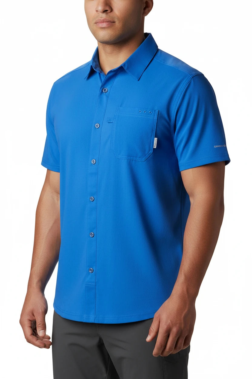 Camisa Columbia 🔹Modelo Slack Tide color azul royal con Omni Shade Manga corta
