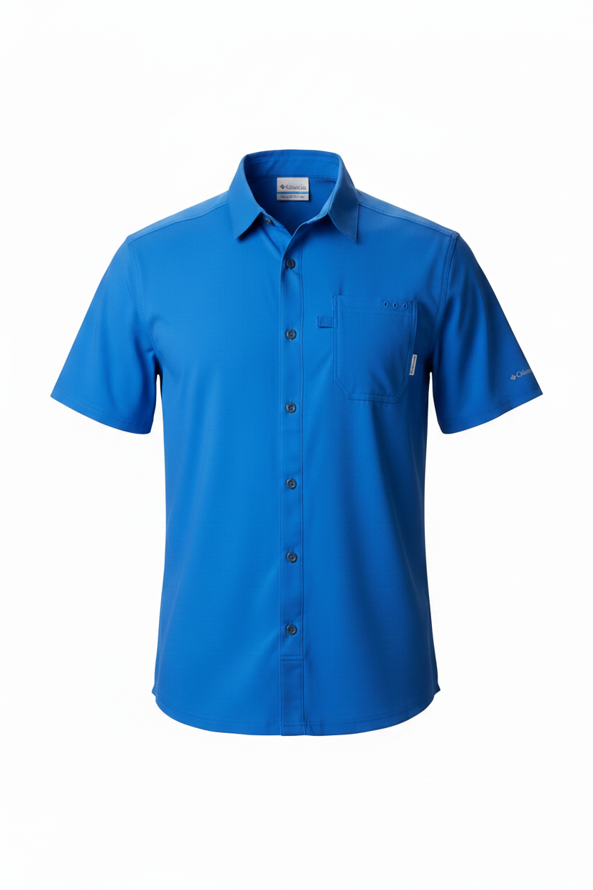 Camisa Columbia 🔹Modelo Slack Tide color azul royal con Omni Shade Manga corta