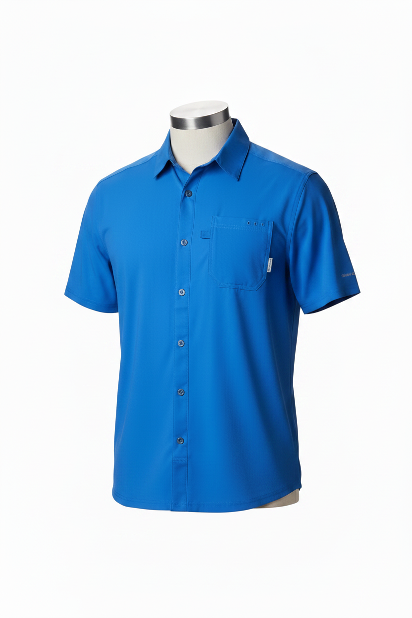 Camisa Columbia 🔹Modelo Slack Tide color azul royal con Omni Shade Manga corta