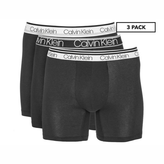 Paquete de 3 Calzoncillos tipo Boxer Calvin Klein Color negro con cintura variada - Tela Algodón Elástico en Talla XL