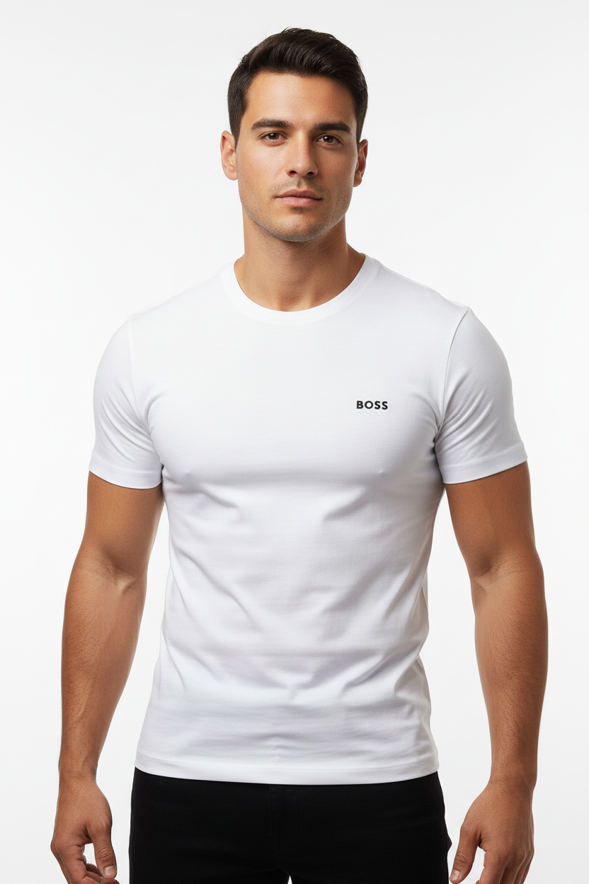 Camiseta cuello redondo Hugo Boss 🇩🇪 Tela algodón color blanco Talla S