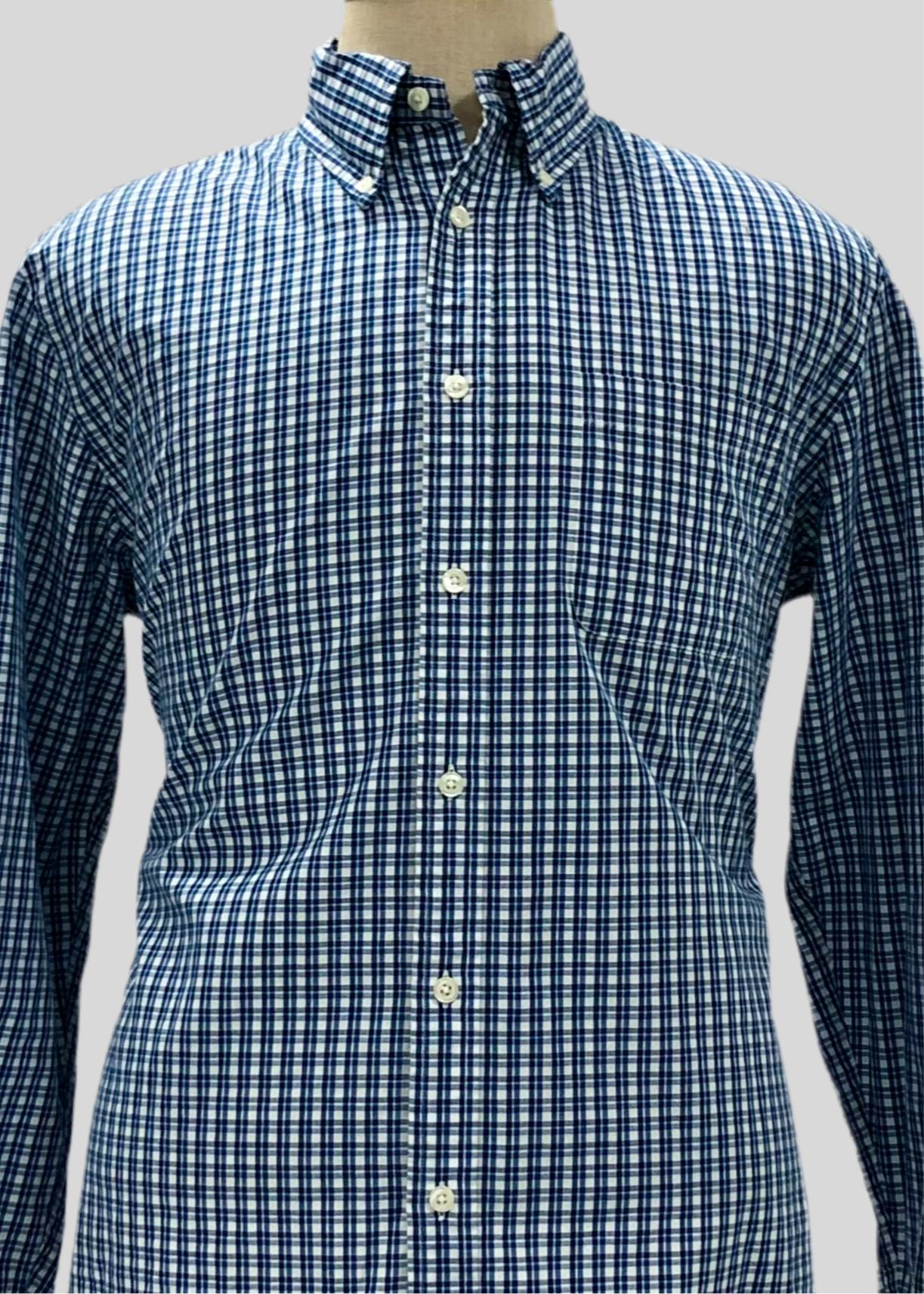 Camisa Brooks Brothers 🐑 color blanco con cuadros en azul Talla L Entalle Regular