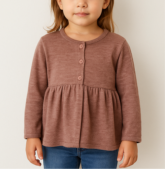 Cardigan de botones de niña Zara🇪🇸 color rosado claro larga Talla 4-5