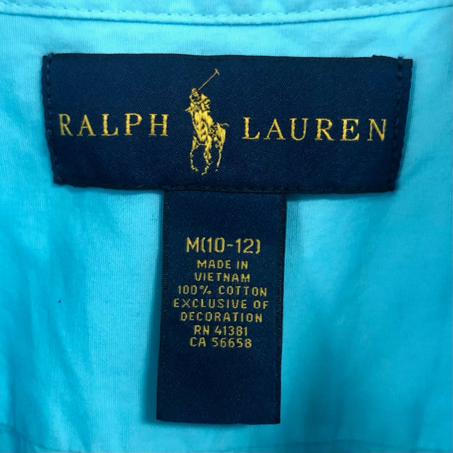 Camisa de niño Polo Ralph Lauren 🏇🏼 Color turquesa Talla M (10-12) Entalle Regular