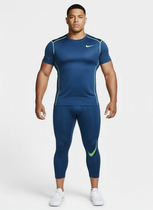Mallas de entrenamiento Nike ✔️ Pro Dri-FIT para hombre Color Azul y verde Talla L