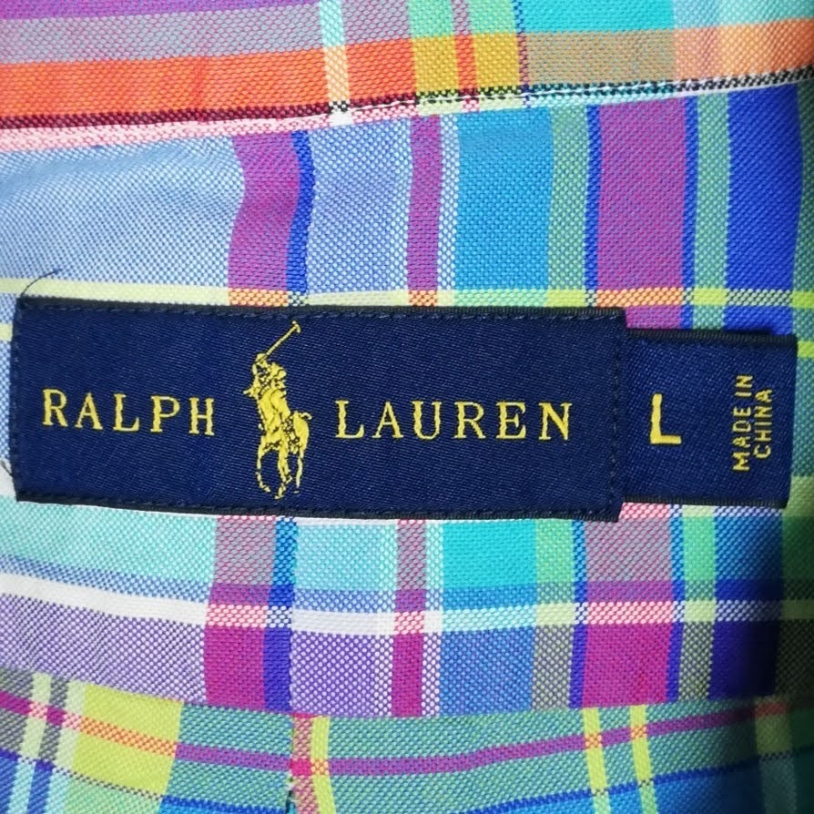 Camisa Polo Ralph Lauren 🏇🏼 con patrón de cuadros multicolor Talla L Entalle Regular
