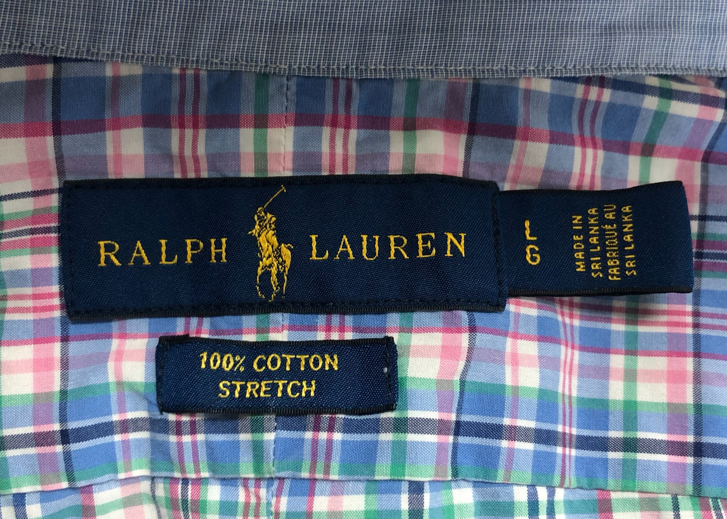 Camisa de botones Polo Ralph Lauren 🏇🏼 de cuadros azul, rosado y blanco Talla L Entalle Regular