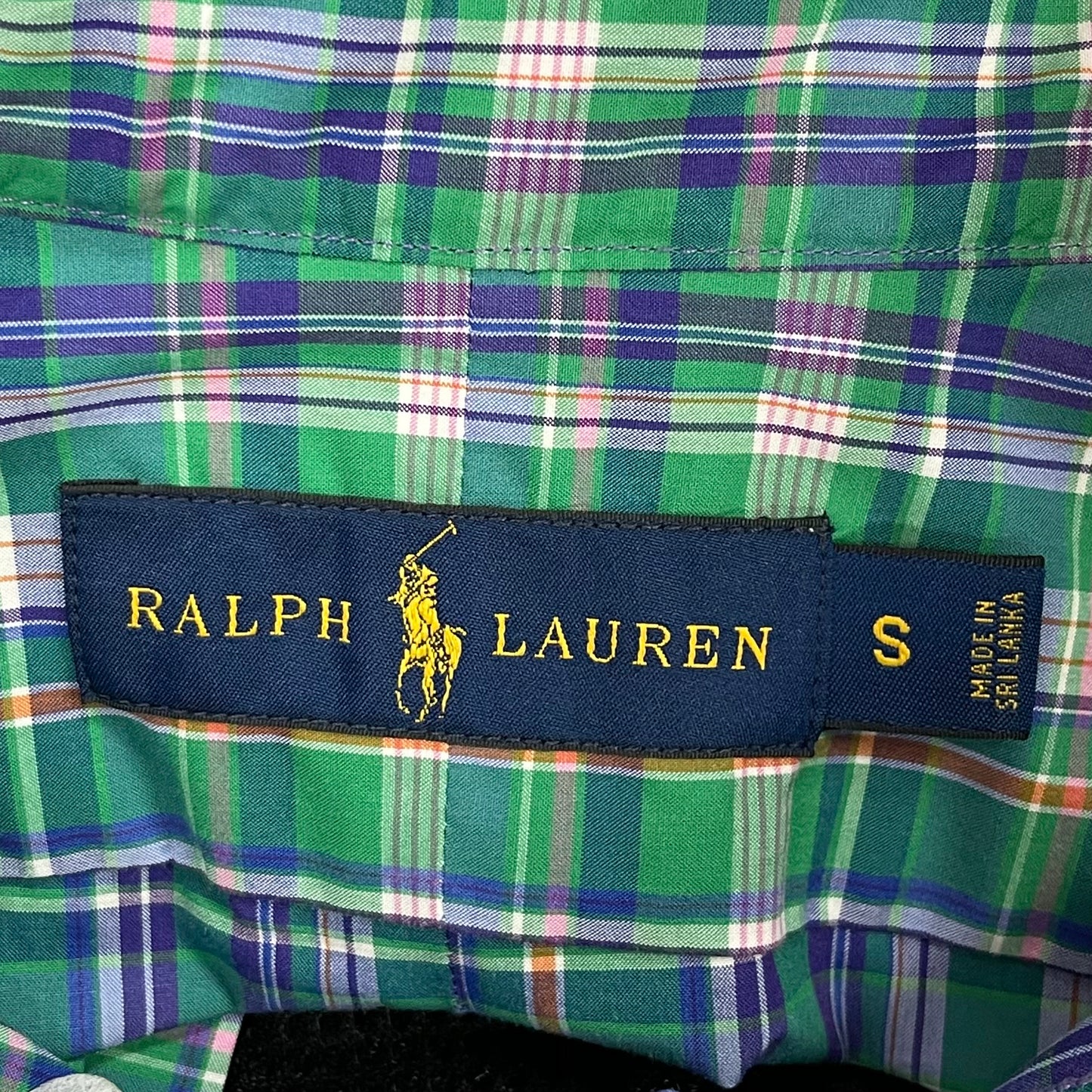 Camisa Polo Ralph Lauren 🏇🏼 color verde de cuadros en color morado y blanco Talla S Entalle Regular