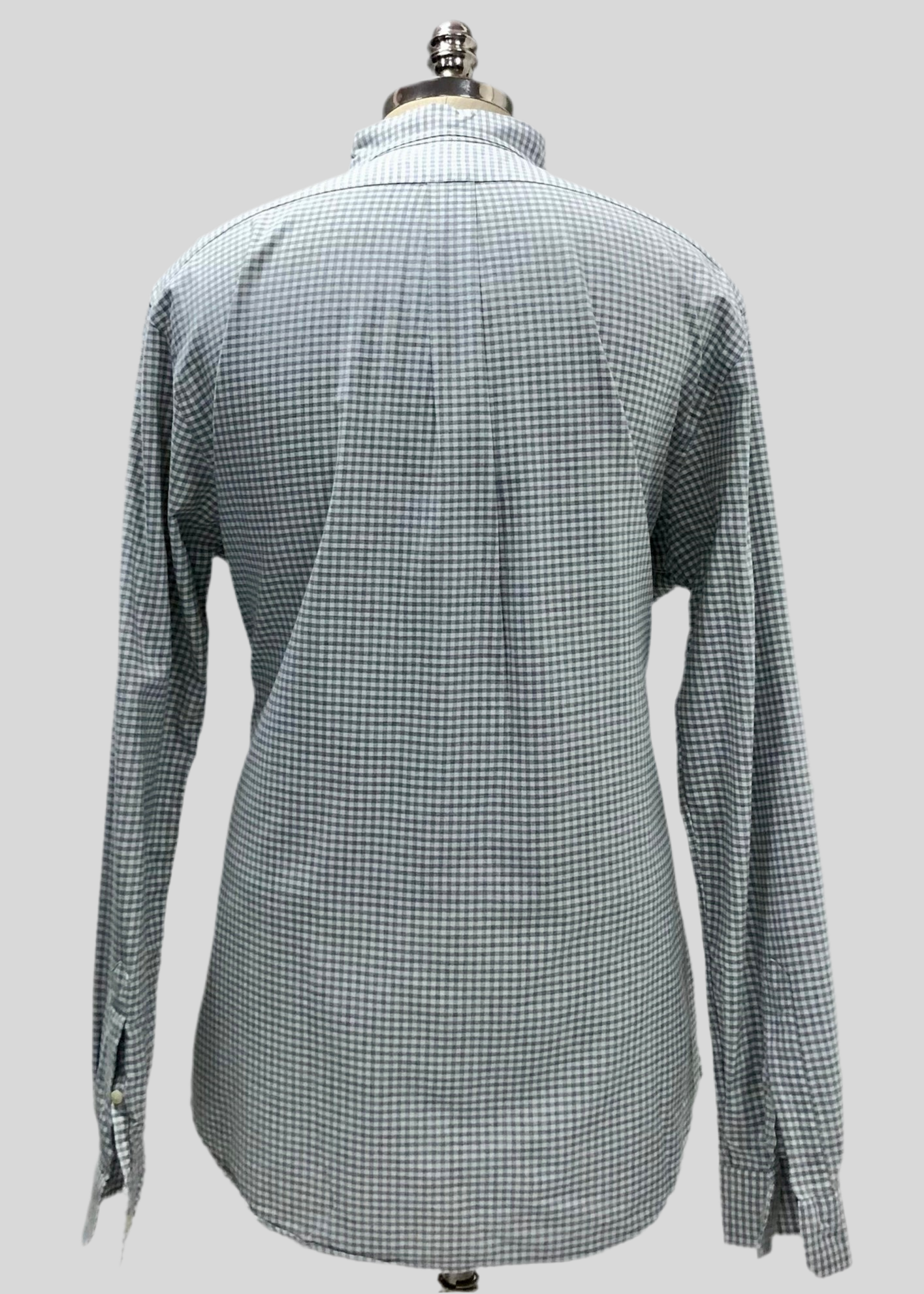 Camisa Polo Ralph Lauren 🏇🏼 con patron de cuadros gingham gris y blanco Talla XL Entalle Clásico