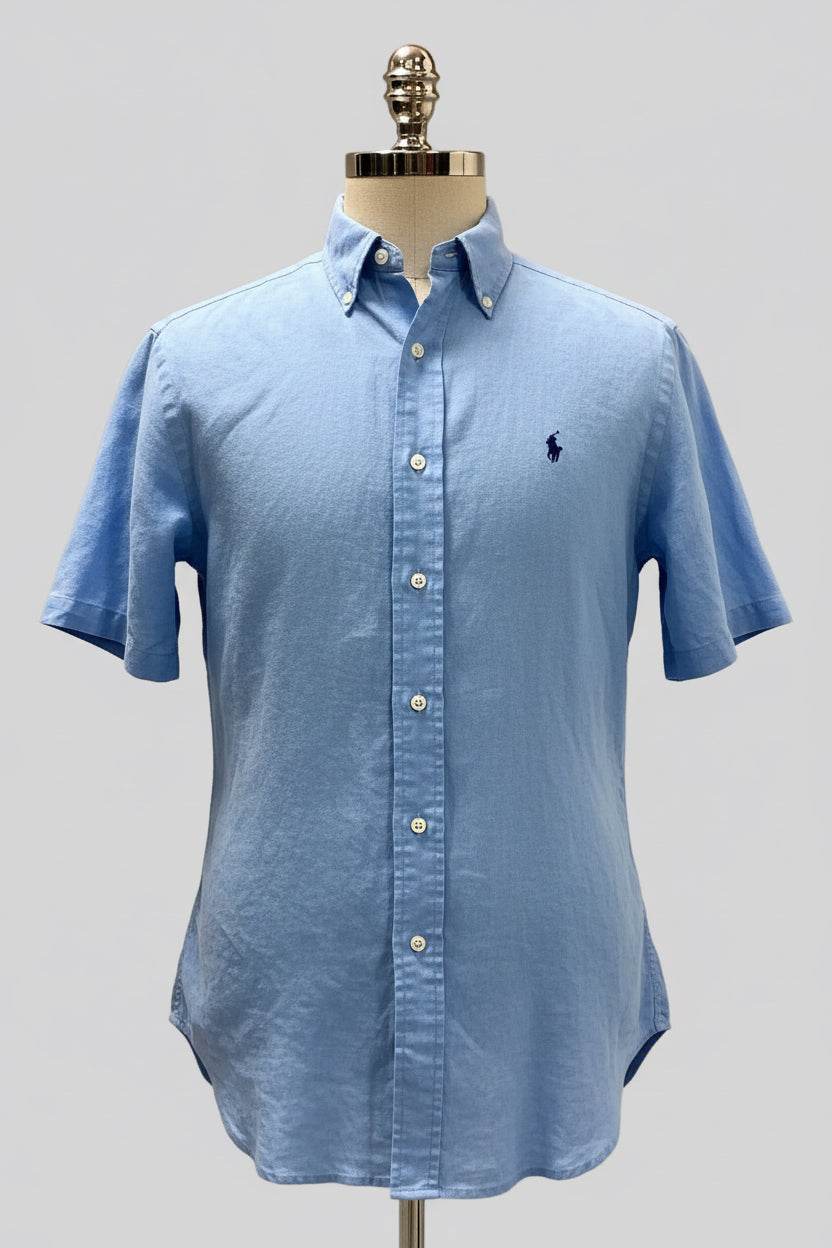 Camisa de botones Polo Ralph Lauren 🏇🏼 De Lino en color celeste Talla M Entalle Clásico