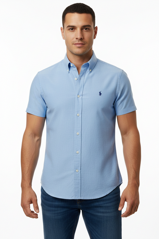 Camisa de botones Polo Ralph Lauren 🏇🏼 De Lino en color celeste Talla M Entalle Clásico