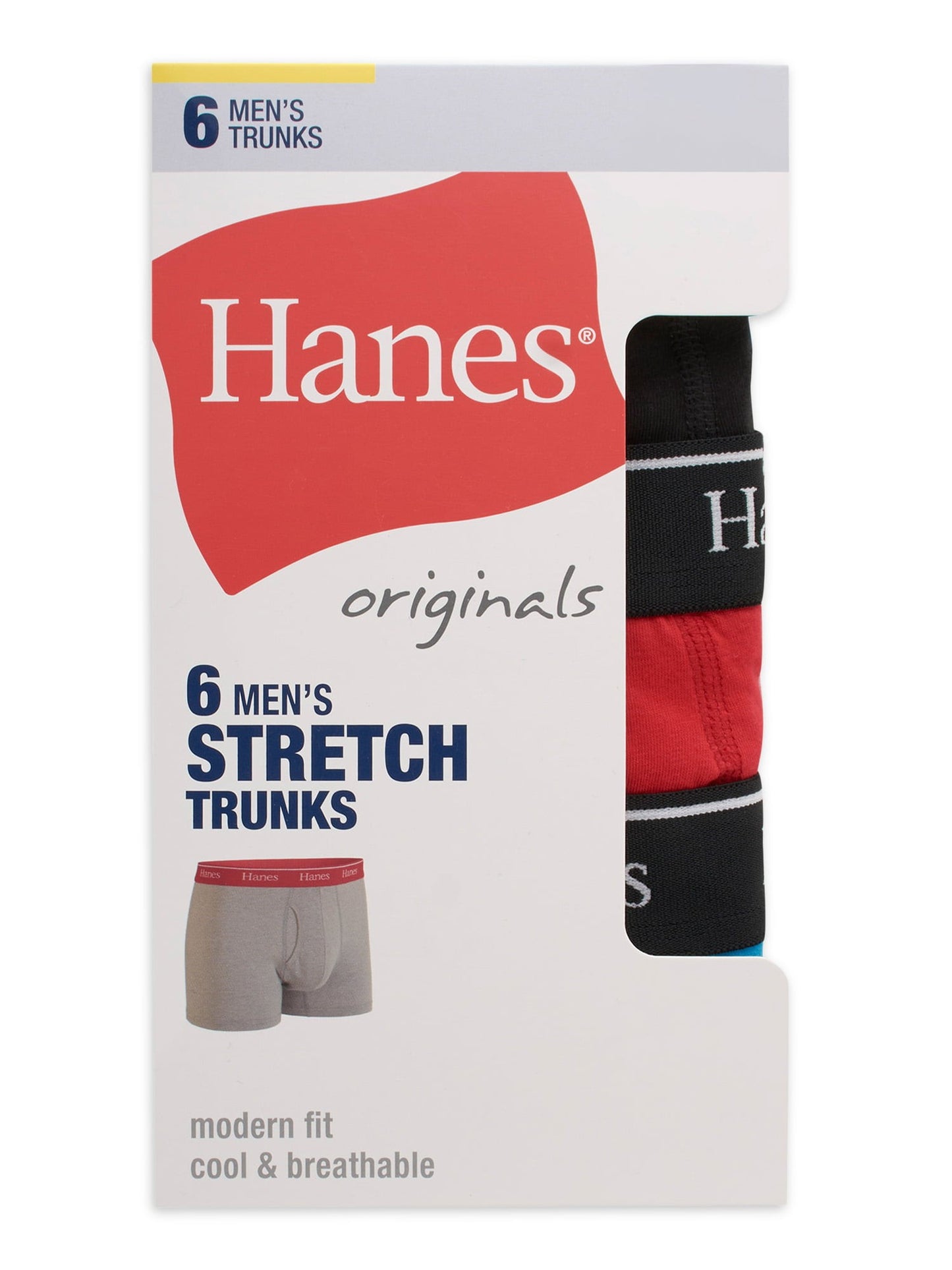 Paquete de 6 Calzoncillos tipo Boxer Hanes de Tela Algodón Stretch en varios colores - en Talla XXL