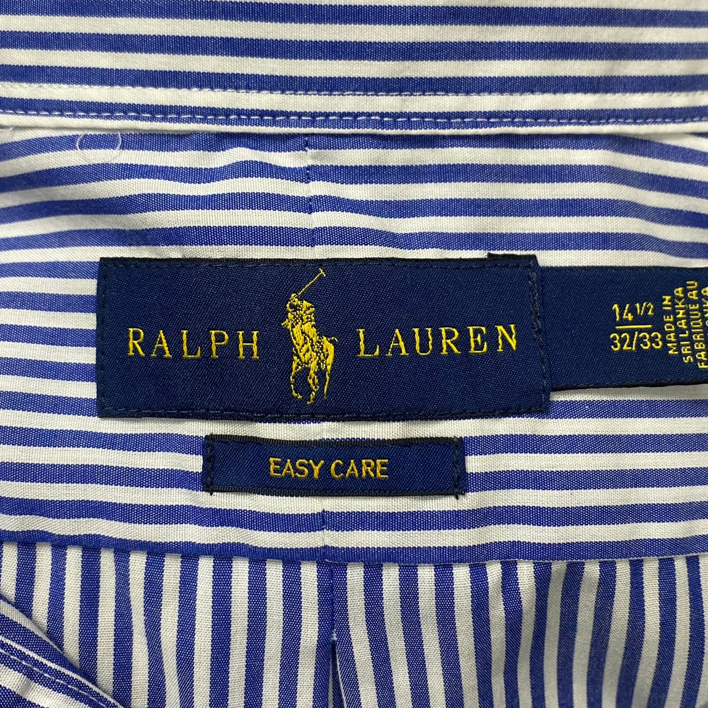 Camisa Polo Ralph Lauren 🏇🏼 con patron de rayas en color azul navy y blanco Talla S Entalle Regular